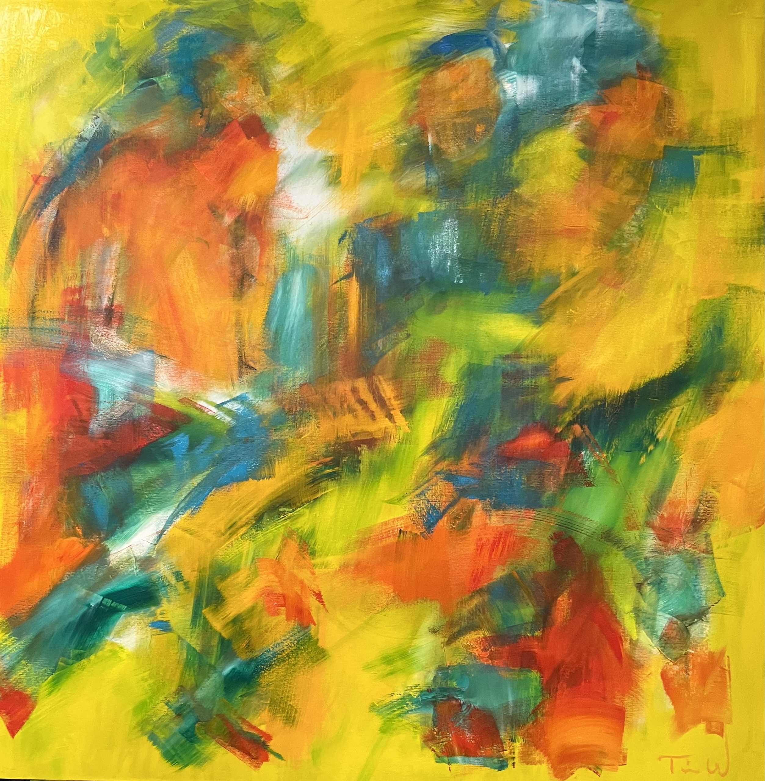 Masser af bevægelse og vibrationer i dettte flotte harmoniske farverige maleri